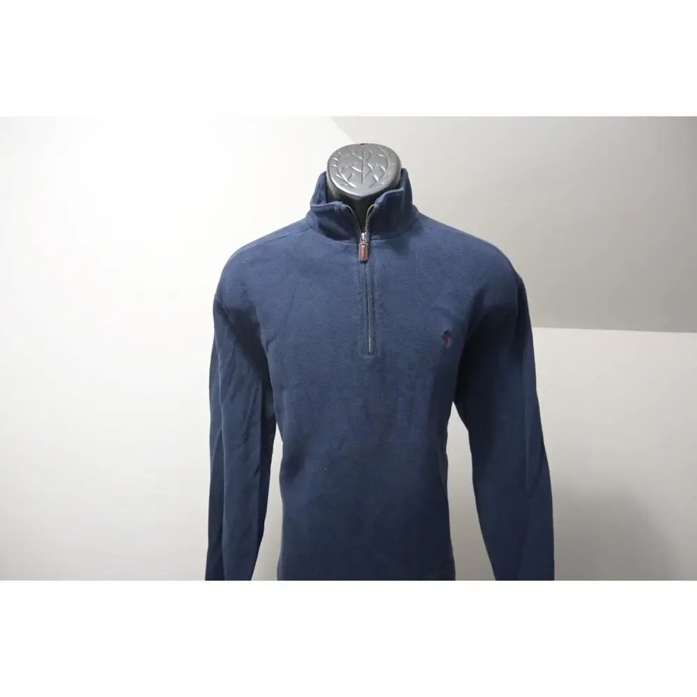 Polo Ralph Lauren 1/4 Zip Sweater Dark Blue Long Sleeve Pullover Mens Size Large